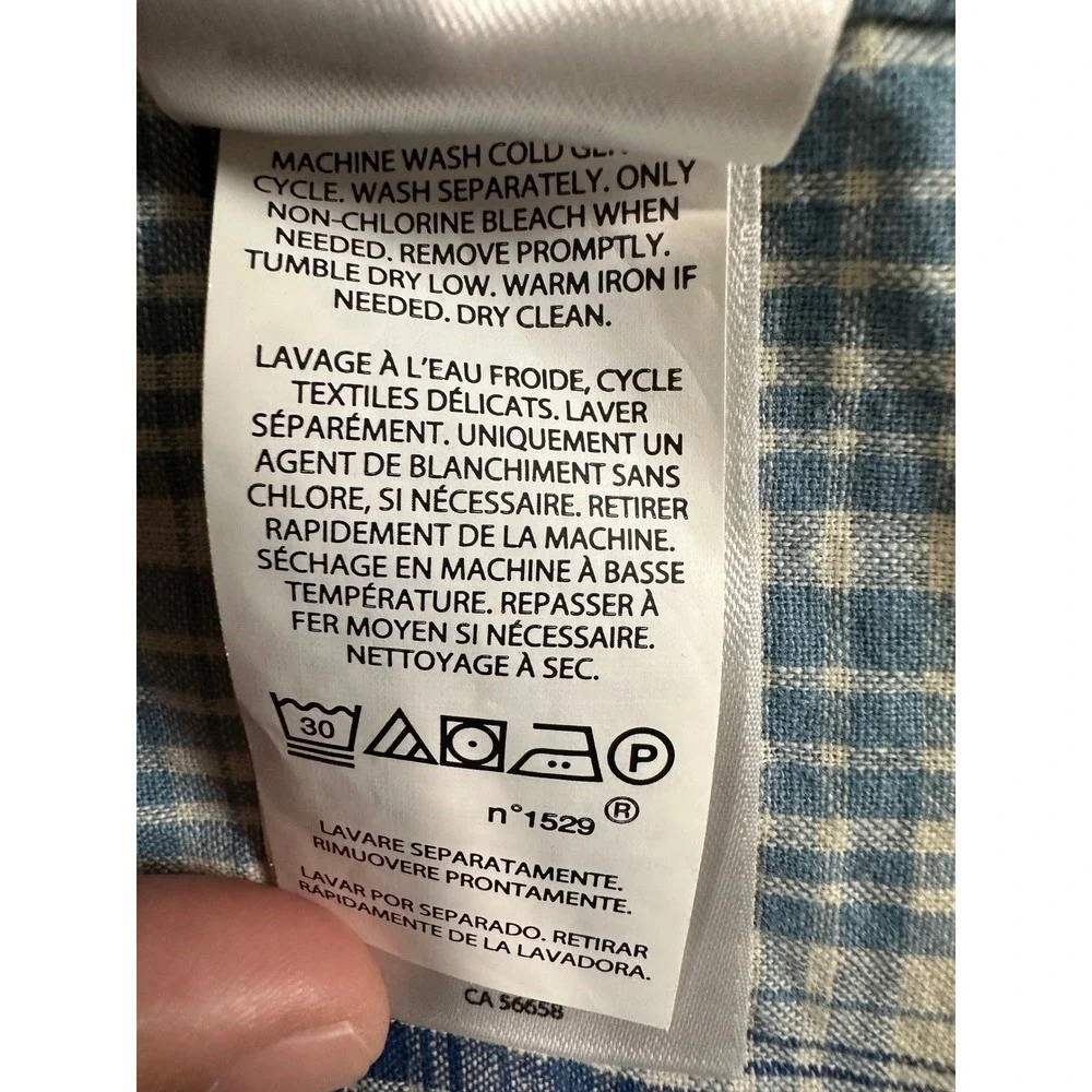 Polo Ralph Lauren Linen Blend Performance shirt Mens 4XB Big Blue Plaid‎ S/S EUC